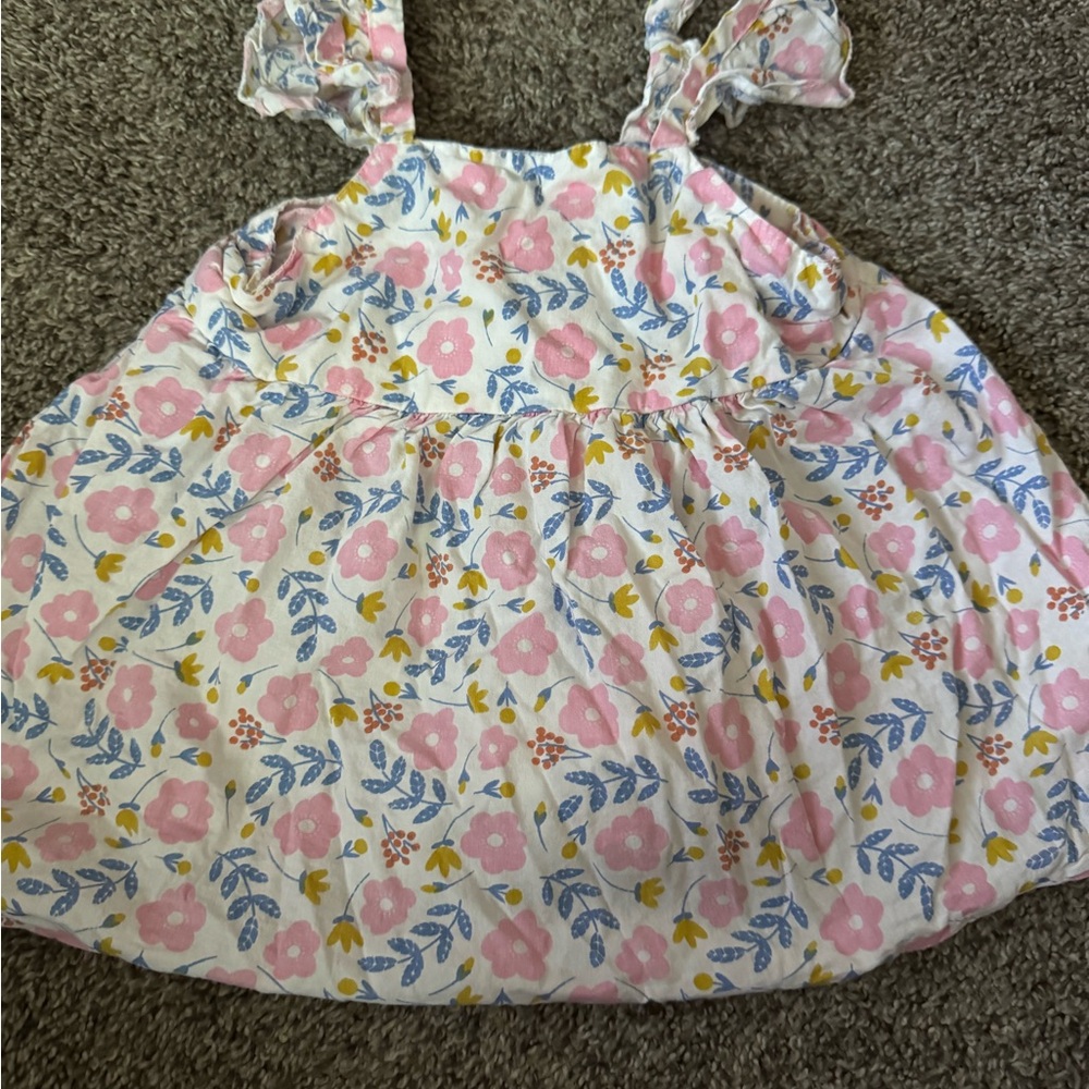 Floral Sleeveless Dress with Pink and Blue Pattern